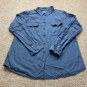 Croft & Barrow Long-sleeve Button-up Polka Dot Shirt, Women's XL (Blue/White) - Picture 1 of 7
