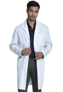 Cherokee Scrubs Men's 38" Lab Coat CK412 WHT White Free Shipping - Picture 1 of 6