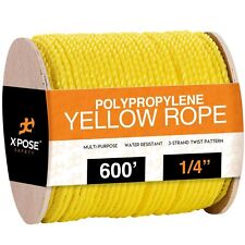 600 ft Twisted Polypropylene Rope - 1/4" - Yellow Floating Poly Pro Cord