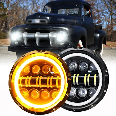 Par de faros LED redondos de 7" pulgadas haz sellado alto/bajo para Ford F1 1948-1952 Foto 1 de 4