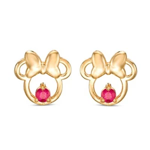 0.12Ct Round Cut Simulated Ruby Small Mouse Stud Earrings 14k Yellow Gold Plated - Picture 1 of 9