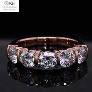 IGI 2.50Tcw Round F VS1 Lab Grown Diamond Engagement Ring In Solid 14K Rose Gold - Picture 1 of 16