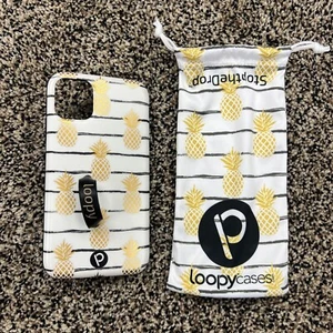 iPhone 11 10 Loopy Phone Case Bag 6.1 White Gold Pineapple Right Hand Matte - Picture 1 of 6