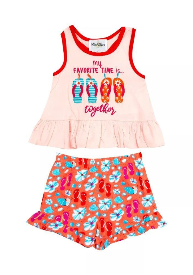 EDICIONES RARAS Juego Corto de 2 Chanclas con Apliques para Niña Pequeña Nuevo con Etiquetas Foto 1 de 1