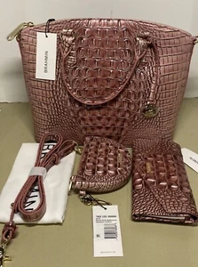 BRAHMIN DUSTY PINK MEDIUM DUXBURY HANDTASCHE, VERONICA GELDBÖRSE & BRITT HÜLLE NEU MIT ETIKETT! - Bild 1 von 4