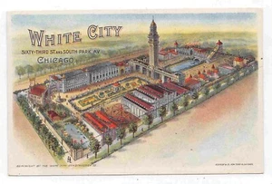 White City Vergnügungspark Chicago IL 1900c Glitzer private Postkarte Postkarte - Bild 1 von 2