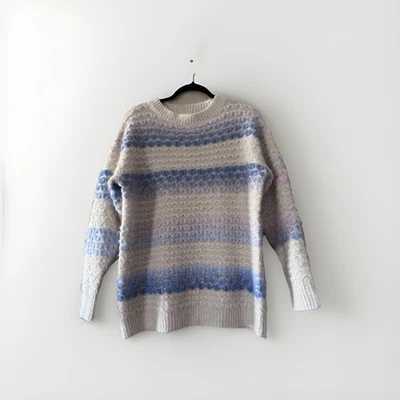 Suéter BiBi para Mujer X-Large Pullover Corazón Azul Crema Púrpura Extra Suave Foto 1 de 4