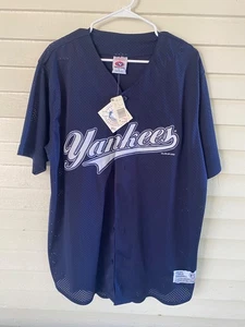 New York Yankees True Fan Y2K Baseball Blue Jersey Size Large Vintage NEW Bronx - Picture 1 of 6