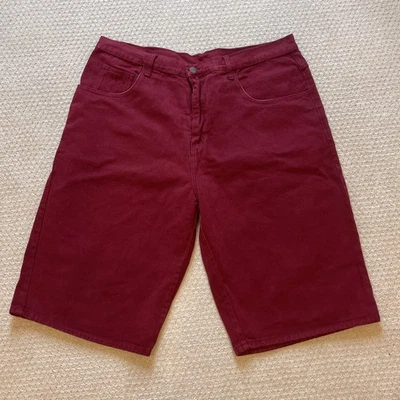 Pantalones Cortos De Colección Nike Denim Jean Borgoña Para Hombres Talla 42 Swoosh Hechos en EE. UU. Y2K 90’s Sueltos Foto 1 de 4