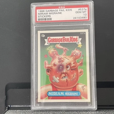 1988 GARBAGE PAIL KIDS SERIES 13 #537A MIRIAM MIGRAINE PSA 10 GEM MINT - Image 1 of 2