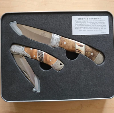 Gerber 2010 Edición Limitada Madera Ciervo y Burl Set de Regalo NUEVO DESCATALOGADO Foto 1 de 4