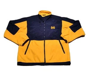 Vintage Essex 90s Michigan Wolverines Full Zip Fleece Jacket Elbow Pads Size L - Picture 1 of 23