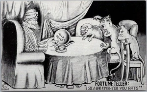 Postal de cómic de propaganda de la Segunda Guerra Mundial de la década de 1940 "DIVINO UN mal acabado para ti ratas" - Imagen 1 de 2