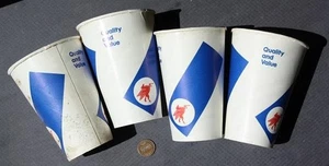 Lote de 4 vasos de papel con logotipo de caballo Pegasus de estación de servicio de gas y petróleo Mobil de la década de 1970 -- - Imagen 1 de 1