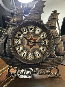 Reloj de escritorio vintage de latón macizo pesado para velero. Pintado a mano muy RARO 🔥 - Imagen 1 de 22