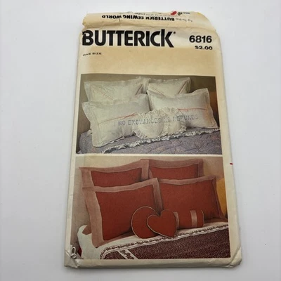 Vinage Butterick Decorative Pillow Covers Sewing Pattern #6816 - Image 1 of 3