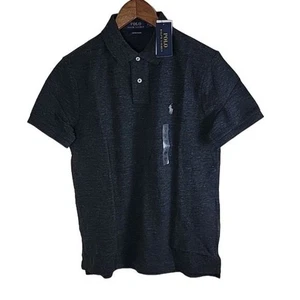 Polo Ralph Lauren Para Hombres Personalizado Calce Ajustado Interlock Polo Negro Brezo Talla S - Imagen 1 de 9