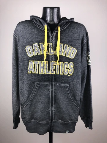 Men's Majestic Oakland Athletics Charcoal Gray Reckoning Full Zip Hoodie NWT XL Cover