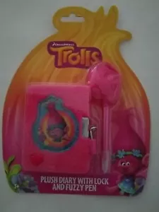 Girls Dreamworks Trolls Pink Plush Diary Lock & Fuzzy top Pen Ages 3+ - Picture 1 of 3