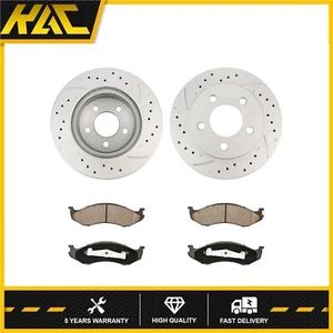 For Jeep Cherokee Comanche 1990-1999 Front Drilled Disc Rotor Ceramic Brake Pad - Bild 1 von 11