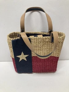 Amanda Smith Woven Wicker Straw Rattan Purse Small Tote Bag TEXAS Flag - Picture 1 of 5