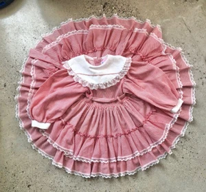 Vintage Martha’s Miniatures Fussy Full Circle Dress Sz 4 Red White Stripe - Picture 1 of 11