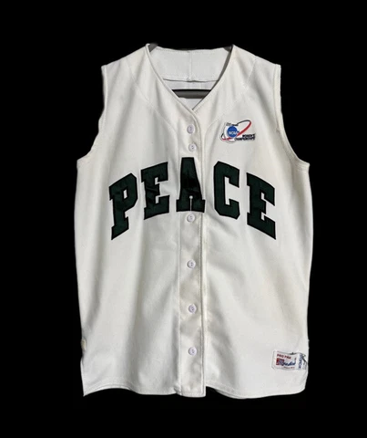 Vintage PEACE COLLEGE Women’s Basketball Jersey USA Button Front S Green White Cover
