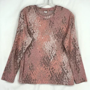 Hue Womens Size XS Long Sleeve Pajama Top Pink Purple Animal Print Super Soft - Picture 1 of 7