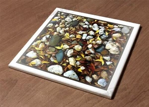 Ceramic Hot Plate kitchen Trivet Holder texture leave stone ground natural decor - Picture 1 of 1