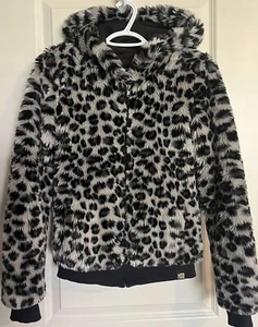 Victoria Secret Pink Limited Edition Hoodie Jacket Leopard Fur Coat C - Picture 1 of 6