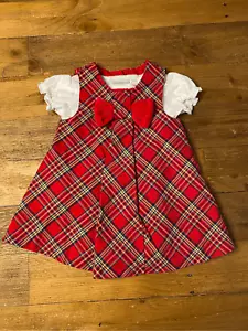 First Impressions 6-9m Christmas holiday winter dress baby girl red white bow - Picture 1 of 5