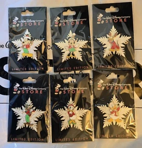 Disney Pin 2024 D23 Jolly Holiday Christmas Snowflake Series Complete Set LE 250 - Picture 1 of 1