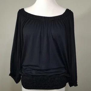 Neu mit Etikett Max Studio Damen S Jersey Strick gesmoktes Oberteil 3/4-Ärmel Stretch entspannt - Bild 1 von 8