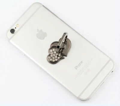 Soporte de anillo de dedo de cristal giratorio 360 para teléfono celular-Doble amor CORAZONES  Foto 1 de 4