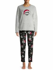 NEW Nightmare Before Christmas Jack Womens Large Sherpa Fleece Pajamas Set 2 Pc - Picture 1 of 4