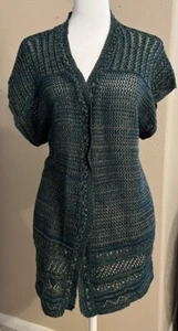 DressBarn Women’s Size 18/20 Sweater Cardigan Blue Green Open Short Sleeve - Picture 1 of 11