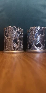 Vintage Christmas Pewter Candle Votive Candle Holderels - Picture 1 of 6