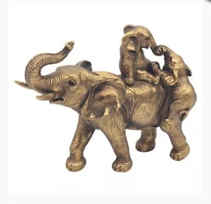 REDUCED Leonardo Reflections Bronzed Elephant & Calves Baby Ornament LP48885 - Picture 1 of 1