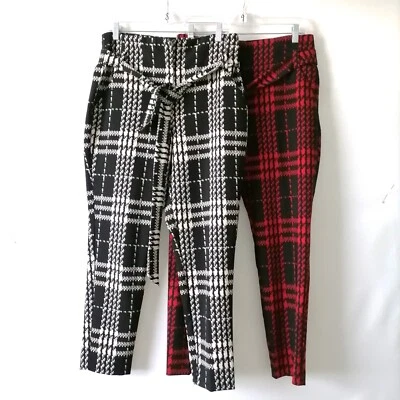 7th Avenue Design Studio Mujer Rojo y Negro Cuadros Jegging Talla 10 Lof De 2 Foto 1 de 4