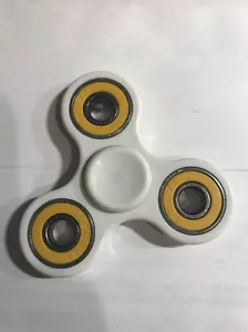 FIDGET Hand Spinner White With Yellow Stainless Steel Bearings - Picture 1 of 3