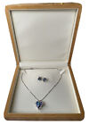 White gold finish Multicoloured heart and created diamond necklace And Earrings