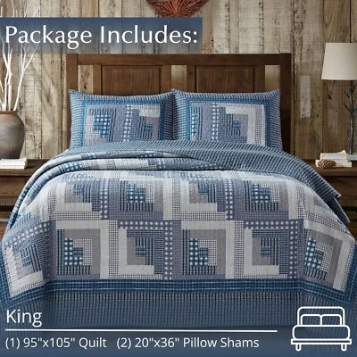 Virah Bella - Montana Cabin Blue - Lightweight Reversible Quilt Set - Image 1 of 4