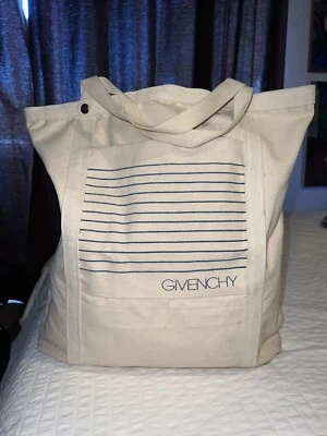 Vintage Canvas Givenchy Paris Medium Beige & Blue Shopping Beach Boat  Tote Bag - Image 1 of 4