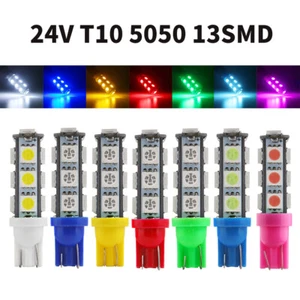 100Pcs 24V LED Bulbs T10 W5W 192 168 194 5050 13SMD Truck Lorry LED Light Lamps - Picture 1 of 19