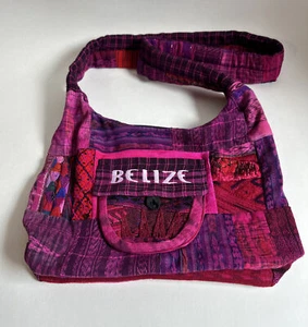 Bolso Bandolera Belice Púrpura/Rosa Patchwork Boho Chic Cierre con Cremallera Bolsillo Frontal - Imagen 1 de 11