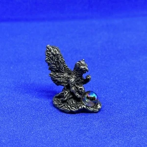 Vintage Pewter Griffin Figurine Glass Crystal Ball Mini Miniature Figurine - Picture 1 of 8