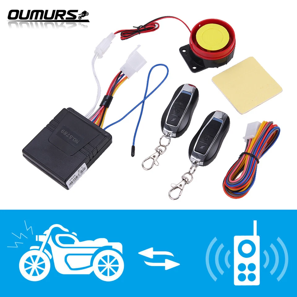 12V Universal Motorcycle Alarm System Anti-theft Security Start Control Remote - Image 1 of 4