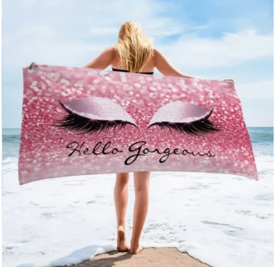 Hola hermosas toallas de playa, toalla deportiva, toalla de yoga, toalla glamurosa 60 X27 Foto 1 de 4