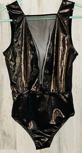 NEU Victoria Secret Body tiefer V-Ausschnitt Small Metallic Gold Bronze hinten offen - Bild 1 von 8