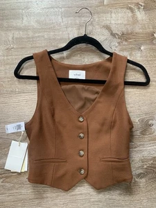 Wilfred Womens Vest Four Button V Neck Desire Saville Jacket Brown Size 0 - Picture 1 of 7